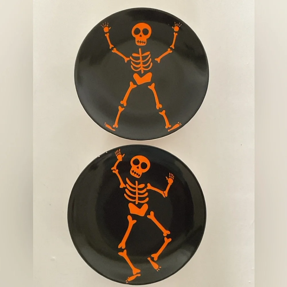Pier 1 Dancing Skeleton Appetizer Plates Set of two